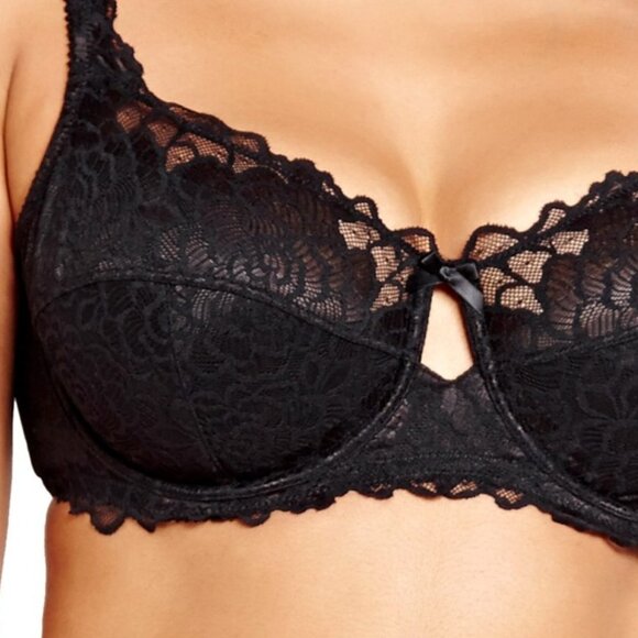 Déesse Lingerie by 'Femme Couture' Underwire Balconette Full BRA NEW BLACK Plus - Picture 2 of 16